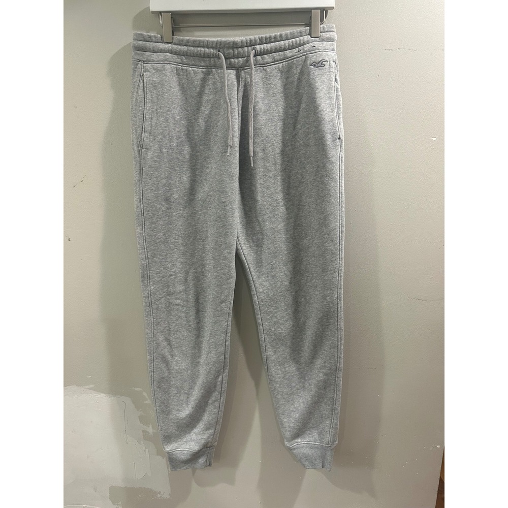 Hollister Mens Joggers Gray Fleece Lined Sweatpants Tapered Leg Size M